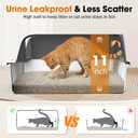 2PACK Stainless Steel Litter Box, Extra Large Litter Boxes for Big Cats, XL Metal Cat Litter Box with Lid High Sides, Anti-Urine Leakage, Non-Sticky, Scoop Included