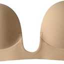 Sticky Bra for Women and Girls Self-adhesive Strapless Bra Plunge Push Up Bra Invisible Push Up Bra-Nipple Covers, Size B