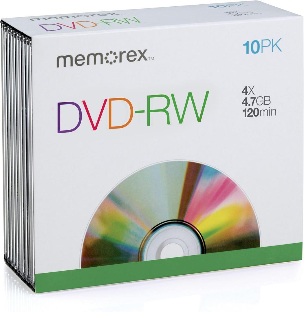 Memorex 5512 DVD-RW 4.7GB Slim 4X Discs, 10 Pack