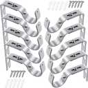 Frienda 10 Pcs Silver Curtain Rod Support Brackets Adjustable Curtain Rod Hangers for 1 Inch Diameter General Hardware Holders Wall Bracket Hanger Hooks with Screws