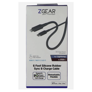 ZGEAR 6FT Silicone USB-C to 8-pin Cable - Gray