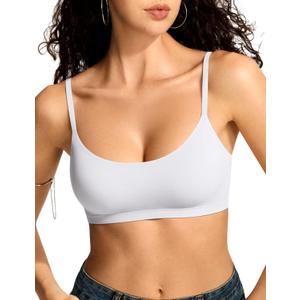 Vertvie Womens Wireless Bralettes Cami Bras Unlined Seamless No Underwire No Padding Scoop Neck Comfort T Shirt & Sports Bra (Small)
