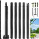 Street Light Pole 20Ft Tall, Outdoor Solar Street Lamp Post with Base,Sub-Assembly of Street Light Poles for Backyard, Street, Patio,Park,Parking,Walkway (20FT Black 114+76mm)