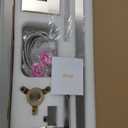 BESy Tub Filler Freestanding Bathtub Faucet Brushed Nickel Floor Mount Tub Faucet Waterfall Free Standing Bathtub Filler High Flow Brass Bath Shower Faucets with Handheld Sprayer