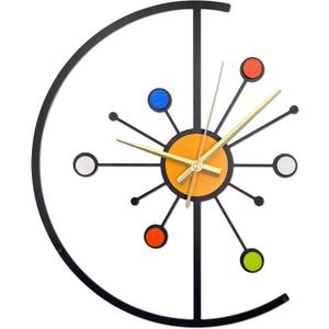 Unique Metal Wall Clock 14 Inch Mid-Century Modern Clock with Silent Mechanism Decorative Colorful Clock for Living Room, Kitchen, Office DecorMetal Wall Clock