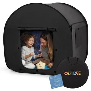 OUTREE Sensory Tent 47 * 47 * 47 in, Black Print, Sensory Room for Kids with Autism, Pop Up Play Tent