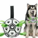 Dog Toys Balls, Dog Soccer Ball with Straps, Dog Birthday Gifts, Durable Balls for Pet, Puppy Outdoor Toy, Pet Training Soccer Ball, World Cup Soccer (7.25 Inch) Large