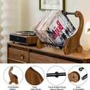 Vinyl Record Storage Premium Wooden Record Holder & Album Crate, Holds 60+ Records, Desktop Display Stand for Vinyl Lovers