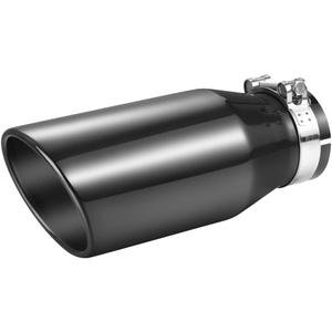 A-KARCK Black Chrome Exhaust Tips 3" Inlet, 3" Inlet 5" Outlet 12" Length Clamp on Universal Never Fading Stainless Steel Muffler Tip