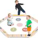 Kids Wooden Toddler Balancing Beam, 6 PCS Toddler Waldorf and Montessori Balance Board, Motor Skill Stepping Toy for Kids 3-5 Years, Gymnastic Obstacle Training Tools
