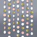 Cheerland Clearance Pink Gold Party Decorations Dot Garlands Circle Banner Streamer Backdrop Hanging Decor for Birthday Wedding Engagement Bridal Baby Shower Sweet 16 Mothers Day Party Supplies