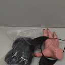 Women Wednesday Addams Wigs with Thing Hand Necklace and Headband Long Black Braided Wigs with Bangs for Halloween