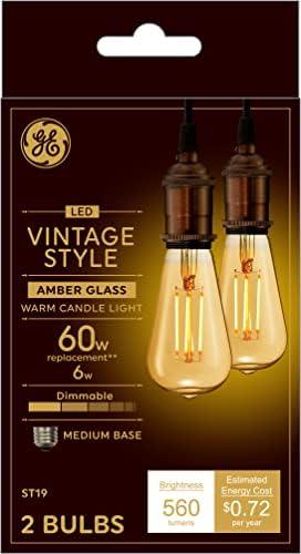 GE General Electric Vinta Small 60W Amber ST19 (2-Pack)