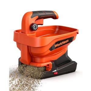 WorkNeon Battery Powered Seed Spreader, Handheld Power Spreader for Lawns, Rechargeable 7.2V Grass Spreader with 8-Level Settings and 3.3L Large Capacity for Snow, Rock Salt, Lawn, Garden