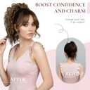 Claw Clip Ponytail Extension - 12 Inch Clip in Ponytail, Curly Pony Tails Hair Extensions, Synthetic Hair Extensions Ponytail, Clip On Ponytails for Women (Color: Light Brown with Blonde Ends)