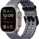 Odbeai Ocean Sport band Compatible with Apple Watch Ultra 2 3/Ultra Band for Men 49mm 46mm 45mm 44mm 42mm,Soft Silicone Outdoors Waterproof for iWatch Bands Ultra 2 3/Series 11 10 9 8-1 SE Men Grey