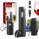 CIRCLE JOY Electric Wine Bottle Opener Set Rechargeable 5-in-1 Wine Set with Foil Cutter, Electric Wine Opener, Electric 2in-1 Wine Aerator & Pourer, Electric Vacuum Wine Stopper, Black Silver