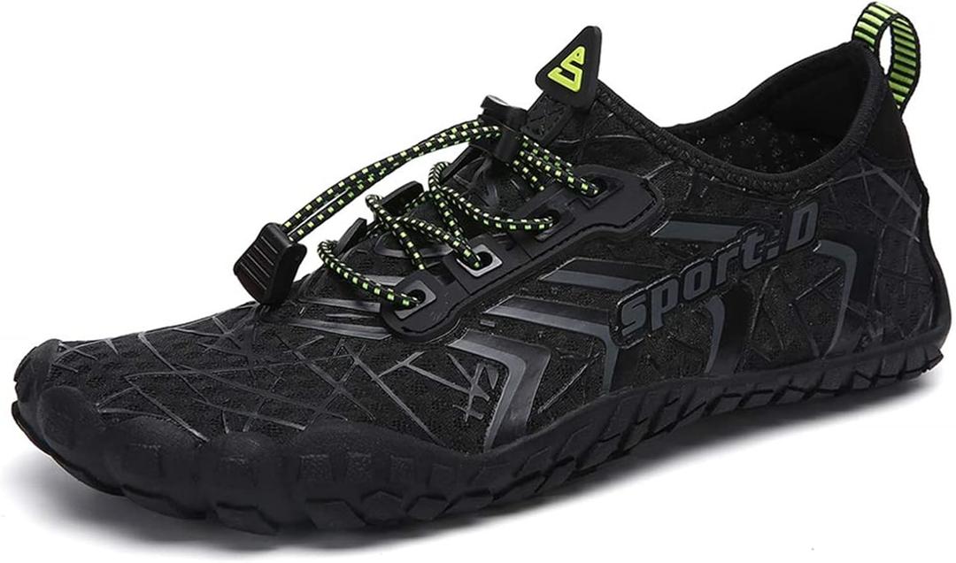 UBFEN Water Shoes Aqua Swim Shoes Mens Womens Beach Sports Quick Dry Barefoot for Boating Fishing Diving Surfing (11 Women/9.5 Men, Black)
