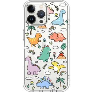 MOSNOVO Case for iPhone 13 Pro Max, [Compatible with Magsafe] [Buffertech 6.6ft Military-Grade Drop Protection] [Anti Peel Off Tech] Clear Phone Case Design - Dinosaur Land