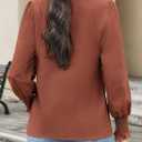 Womens Long Sleeve Tops 2025 Fall Henley Shirts Work Blouses Dressy Casual Trendy Clothes (L)