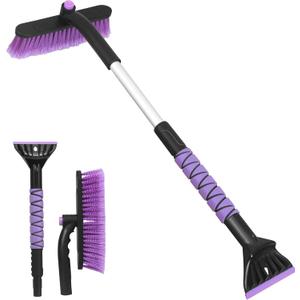 Gardzen 32" Snow Brush and Ice Scraper for Car Windshield, 2-in-1 Car Snow Brush and Ice Scraper, Extendable Snow Scraper with Brush, Snow Removal for Cars SUVs