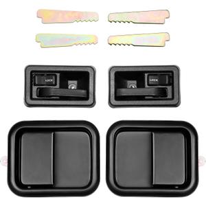 Door Handle Set, Compatible with 1991-1996 Jeep Wrangler YJ 1997-2006 TJ, Exterior & Interior Left Driver & Right Passenger Side | Replace# 79540 79541 55176383AE 55176382AE 55176477AC 55176476AC