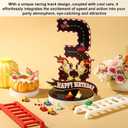 6 x Race Car Birthday Third Number Three Sign, Wooden Race Car Theme 3rd Centerpiece with Racing Track and Trophy Patterns Party Table Decoration for Birthday Party Topper Photo Props(Number 3)