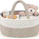 Maliton Extra Large Diaper Caddy Organizer, Cotton Rope Nursery Basket, Portable Organizer for Changing Table, Car, Diaper Storage for Baby Stuff for Newborn