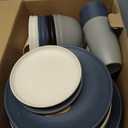 Homienly Kitchen Wheat Straw Dinnerware Set 40 PCS - Dinner Plates, Cereal Bowls, Wheat Straw Cups Set, Microwave and Dishwasher Safe Dishes Set, Unbreakable Dish Set for Party, Outdoor(Grey Stone)