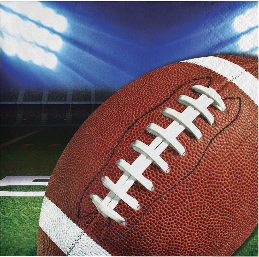 Creative Converting 331930 Football Party Beverage Napkins Brown