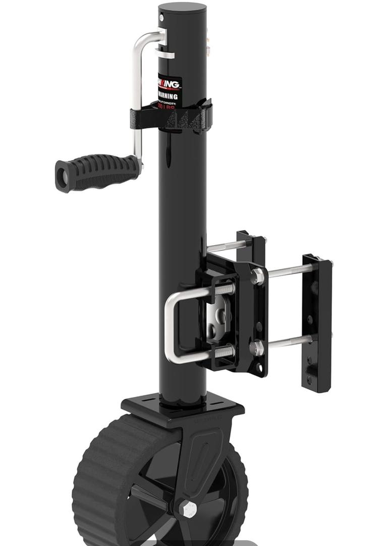8-inch Wheel Trailer Jack, 13" Vertical Movement, 2000 lbs, for RV, Boat, Trailer and More, Black