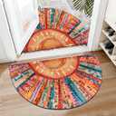 Likiyol Sun Door Mat Indoor Entrance, Inspirational Quotes Welcome Mat Half Circle Front Door Mats, Colorful Floral Boho Doormat Non Slip Outside Indoor Entrance, Low Profile, Absorbent, 24" x 36"