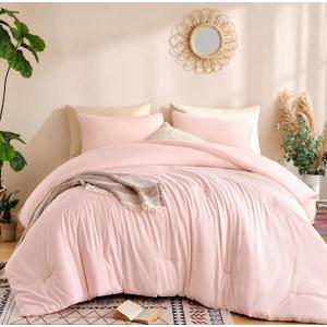 Weigelia Pink Comforter Set Full Size, All Season Lightweight Bedding Set Soft Microfiber Full Comforter Set, Machine Washable, Blush Pink Solid Color Bed Set (1 Comforter, 2 Pillowcase)