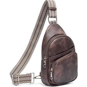 CLUCI Small Sling Bag for Women, Vegan Leather Fanny Pack Crossbody Bags for Women, Unique Birthday Gifts (A-8 Dark Coffee)