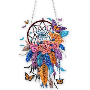 Eiflow Desktop Diamond Art Kit for Adults Dream Catcher, DIY Tabletop Diamond Art Painting with Stand, Acrylic Stand Up Gem Painting Board Kit