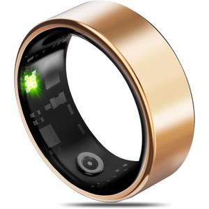 Smart Health Ring for Women Men Fitness Tracker with Heart Rate, Blood Oxygen, Warm Gold 10