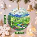 3 x Christmas Ornaments, 2.8 Inch Ceramic Hanging Ornament, Christmas Tree Ornaments, Xmas Decorations, Holiday Decorations, Holiday Party Gifts, and Xmas Gift Ideas - Green Irish Hills