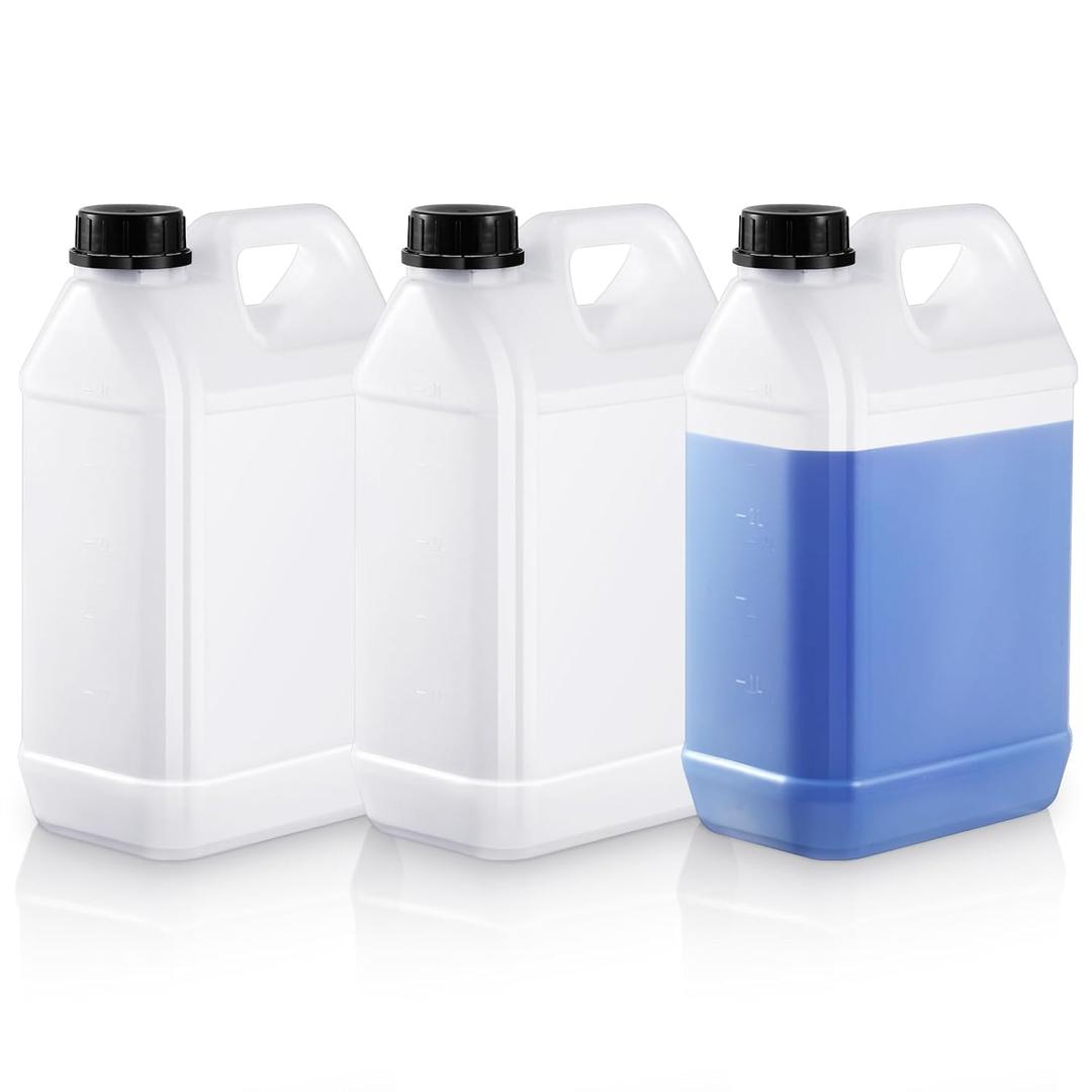 3 Pcs 1 Gallon Plastic Jug with Lids Square Empty Storage Containers Hdpe Carboy Plastic Jar Containers for Milk Water Beverage Oil Liquids (Translucent Color)