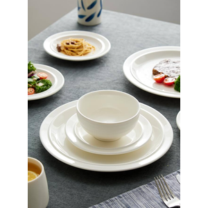12-Piece Porcelain Chip and Scratch Resistant Round Dinnerware Set, Plates, Dishes, Bowls, Service for 4 White