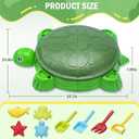 Turtle Sandbox with Lid & Beach Toys Set, 38" Kids Sandbox for Toddlers 3-8, Indoor Outdoor Sensory Play Sand Box with Cover, Summer Gift for Ages 3-8