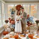 Fall Balloon Arch Kit 135Pcs Dusty Blue Burnt Orange Sand White Balloon Garland with Pumpkin Banner for A Little Pumpkin Is On The Way Baby Shower Autumn Birthday Thanksgiving Party Decoration