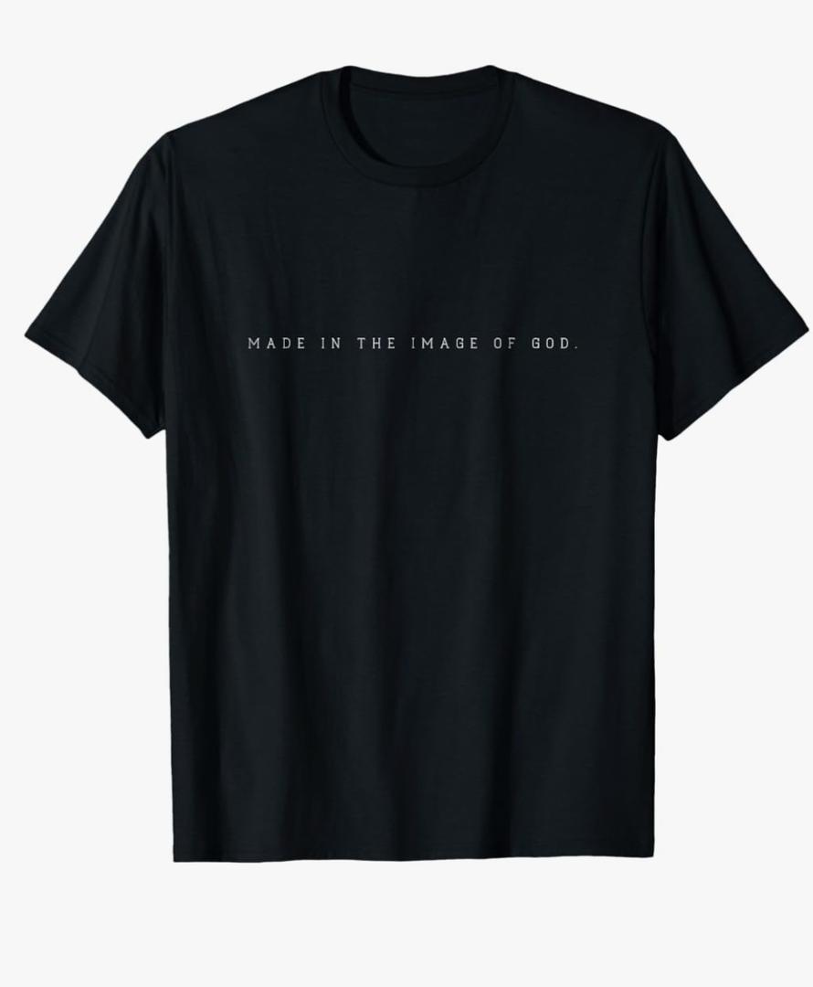 Made in The Image of God Christian God Bible T-Shirt, Size Small, Black