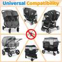 Orzbow 2 Pack Mosquito Net for Double Stroller Side-by-Side, Black | Insect, Fly & Bug Protection | Mosquito Net Cover for Double, and Twin Stroller | Baby Summer, travel, Camping Essentials