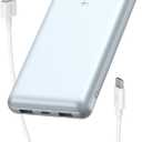 Belkin Portable Charger, USB-C Power Bank 20000 mAh w/ 2 USB-A Ports, 15W w/Type-A to Type-C Cable for iPhone 17, Air, Samsung Galaxy S25, iPad, Nintendo Switch 2, Google Pixel 10, etc. - Pearl Blue