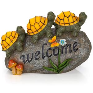VP Home Welcome Turtles on a Rock Solar Powered LED Outdoor Decor Garden Light