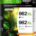 962XL Ink Cartridge Combo Pack Compatible for HP 962XL 962 Ink Cartridges Work with HP Officejet Pro 9018e 9015e 9018 9012e 9015 9010 9018e 9012 9025e 9025 9020 Printers (4 Packs)