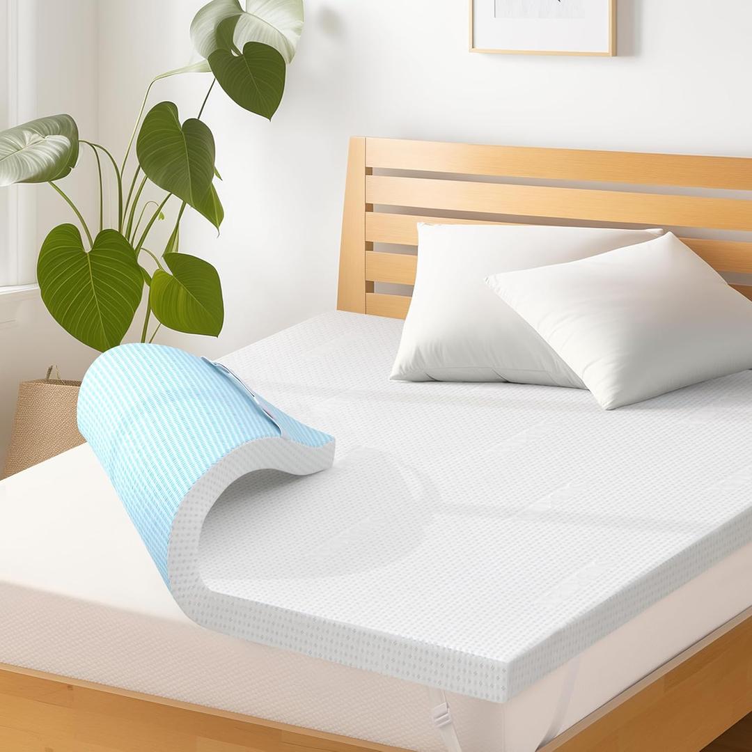 Subrtex 3 Inch Gel-Infused Memory Foam Mattress Topper High Density Breathable Bed Topper Rayon Made from Bamboo Cover CertiPUR-US Certified (California King)