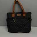 Large Women Lunch Bags for Work Insulated/Insulated Adult Lunch Box for Women/Durable Nylon Thermal cooler Bag /Leakproof Cooler Tote Bag with Storage Pocket(Newly upgraded Noir Black Brown strap)