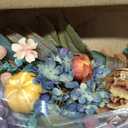WANNA-CUL 24 Inch Spring Fall Wreaths for Front Door with Blue Hydrangea, Fall Wreath with Purple,Orange Peony-Fall Decoration for Home-Fall Decor Door Wreath for Valentines Day Mothers Day Autumn