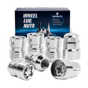 Locking Lug Nuts，1/2"-20 Wheel Locks，5 Locks and 2 Key Wheel Locks Lug Nuts for Grand Cherokee, Liberty, Wrangler, Nitro, Explorer，Cone Seat
